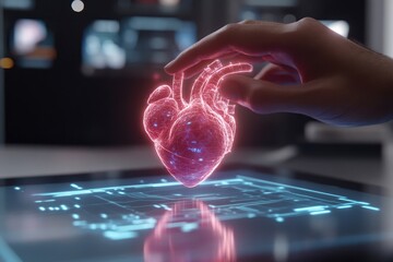 3D heart model on digital tablet