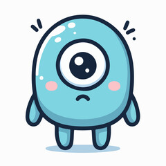 Obraz premium one eyed blue cartoon vector illustration