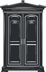 Classic vintage wooden wardrobe with double doors and ornate top design for home storage