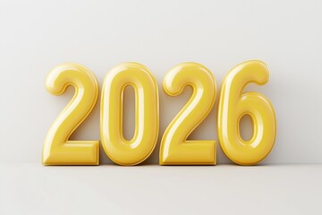 Bright yellow numbers represent the year 2026 with a sleek and modern design perfect for celebrating future events and milestones