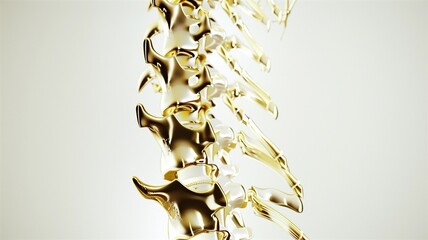 Photorealistic image of a spinal column on a glossy white background