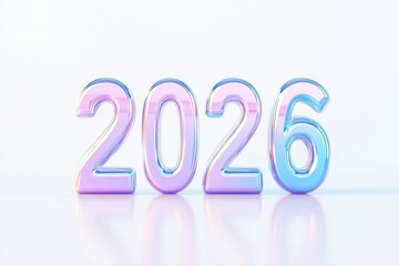 Render of smooth colorful numbers representing the year 2026 on a minimalist background
