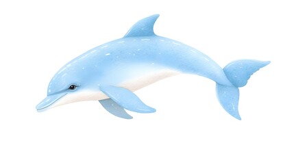 Fototapeta premium Full Body Painting of Isolated Dolphin in Soft Blue Tones