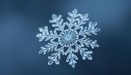 close up of a snowflake on a blue background