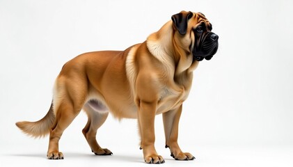 Obraz premium Majestic mastiff, powerful stance, white background, eyes, nose