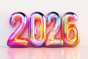 Colorful 2026 text render showcasing a vibrant design against a simple background