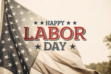 Happy labor day USA celebration vector illustration with american flag, and map. with editable text effect. 100% can be canged. good for banner, poster, flyer, social media post template, ETC