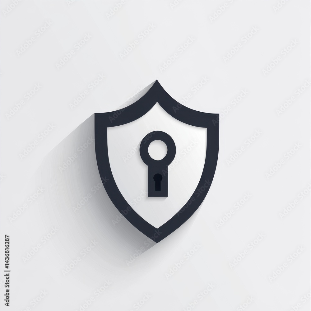 Poster stylized shield icon with a keyhole symbolizing security and protection.
