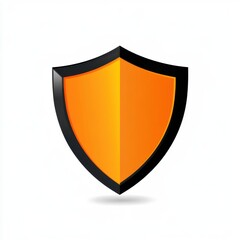 Stylized orange shield icon with a glossy finish against a white background.