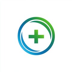 Obraz premium A modern healthcare symbol featuring a green plus sign in a circular gradient design.