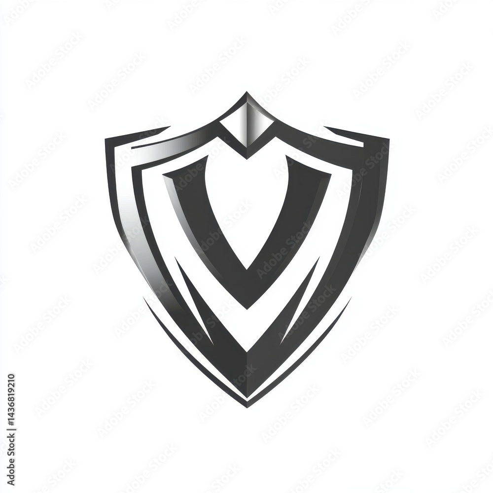 Poster a sleek, modern shield logo design featuring sharp angular lines and a dynamic shape.