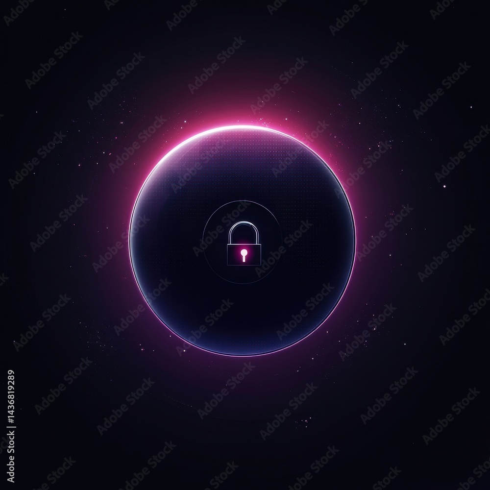 Poster a digital globe illuminated with a glowing lock symbol, representing cybersecurity and data protecti