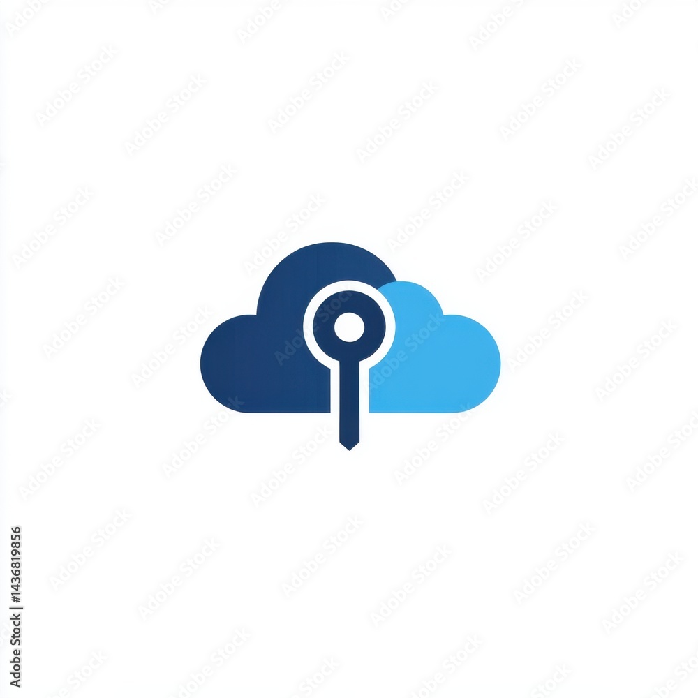Poster a stylized cloud with a key symbol, representing cloud security and data protection themes.