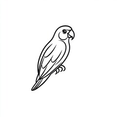 Obraz premium A simple line drawing of a parrot perched gracefully, showcasing its elegant features.