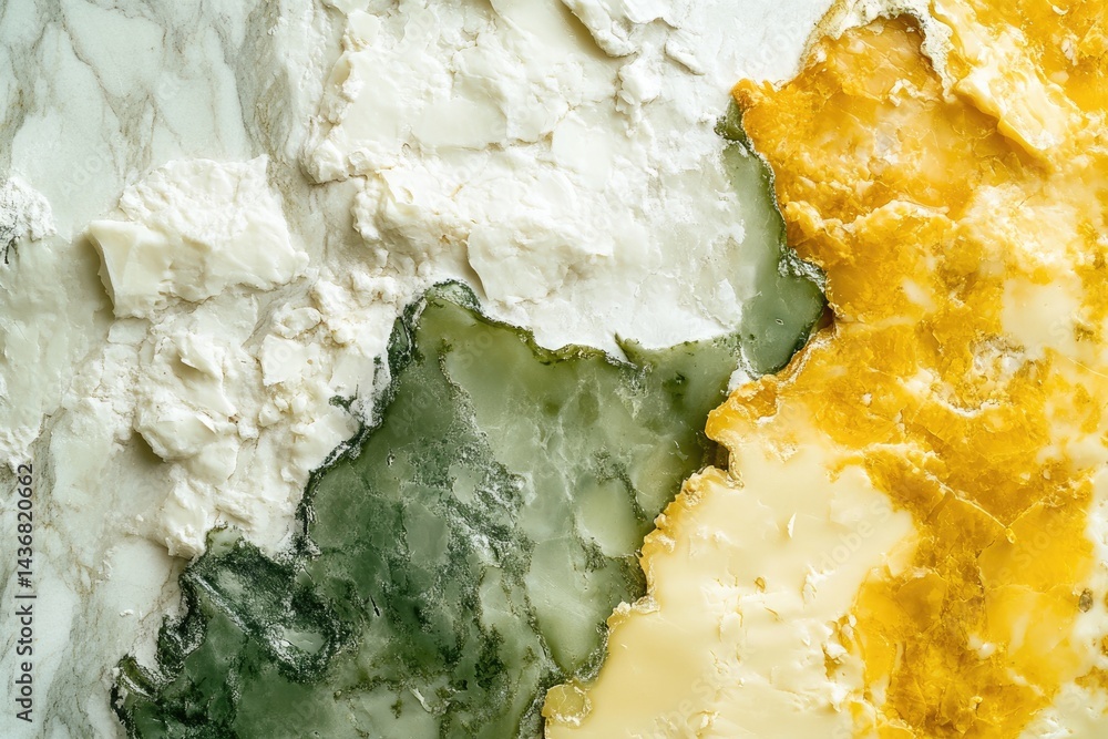 Poster abstract image of multi-colored marble with white, green, and yellow tones showcasing intricate patt