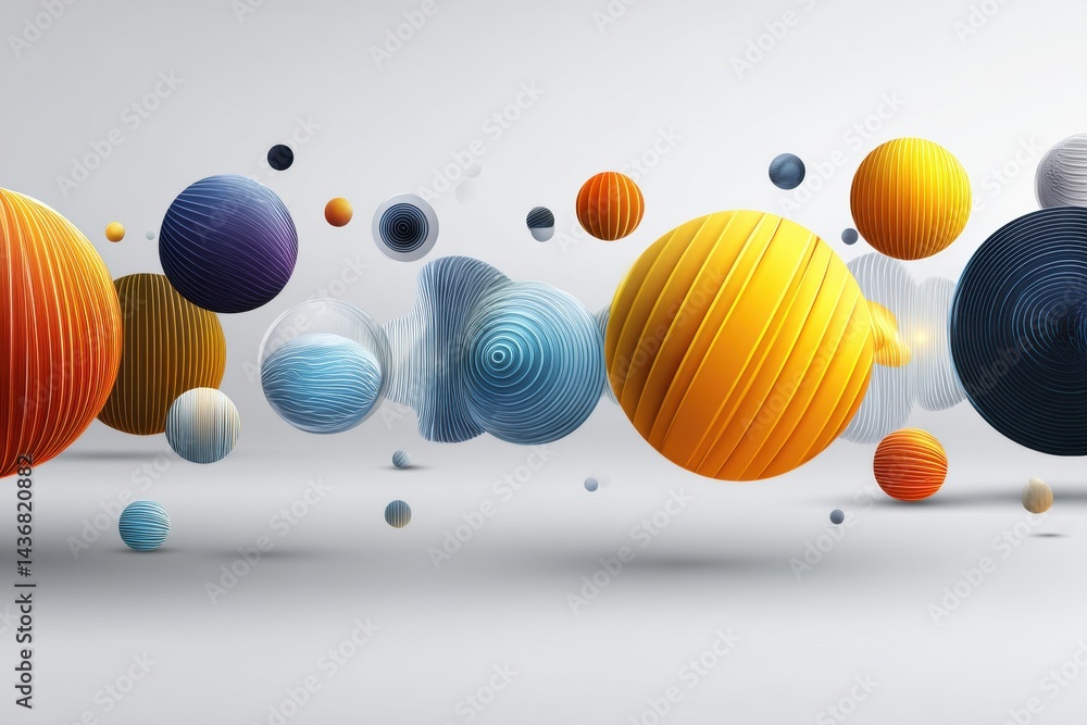 Aufkleber Minimalist Tech Spheres With Gradient Effects Floating in a Soft Light Background Showcasing Innovative Design Concepts and Modern Aesthetics