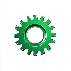 A vibrant green gear symbolizing innovation and industry, set against a clean white background.