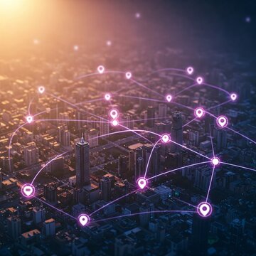 smart and futuristic city with AI connections