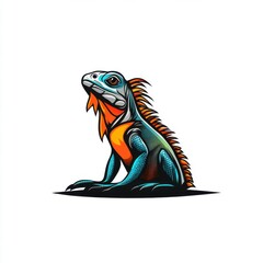 Fototapeta premium A vibrant, stylized illustration of an iguana with striking colors and intricate details.