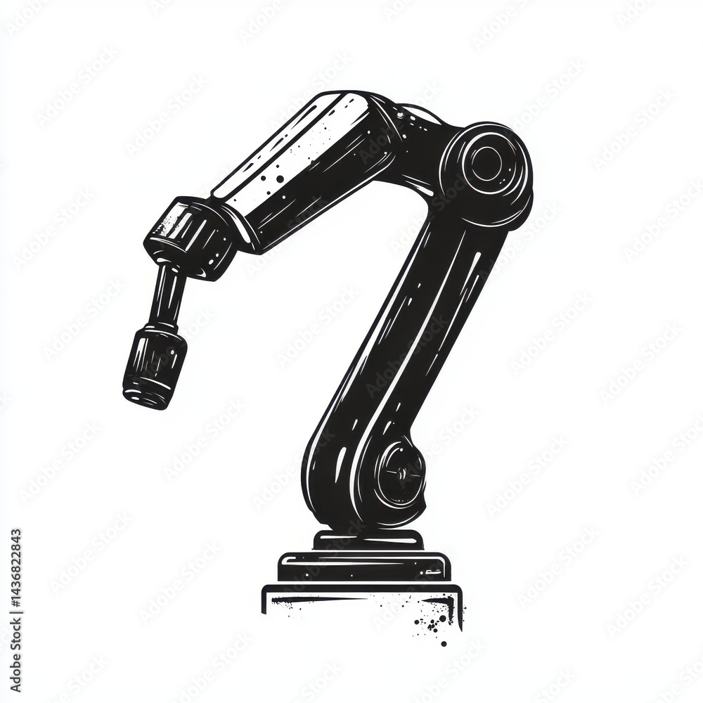 Poster detailed sketch of a robotic arm designed for precise assembly tasks.