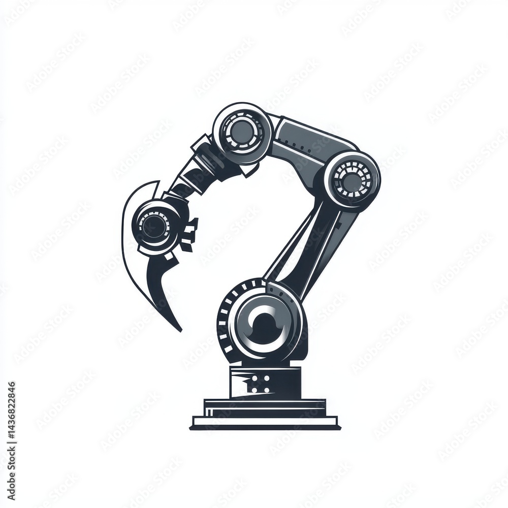 Aufkleber a sleek robotic arm with a claw design, representing advanced technology and automation.
