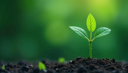 Delicate green sapling, slender trunk, fresh leaves , growth, forest, wood