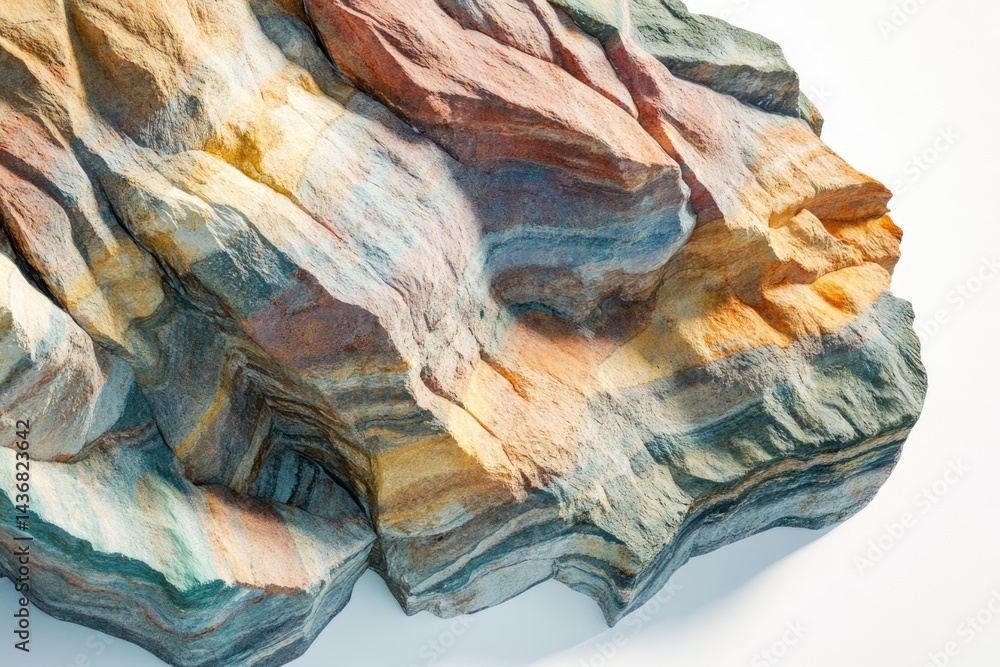 Poster multicolored layered rock formation showcasing intricate textures and patterns formed by geological 
