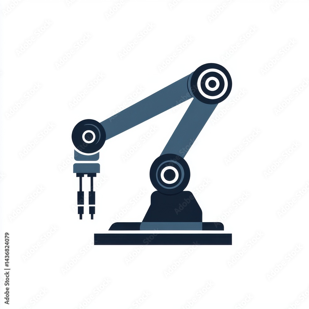 Poster a sleek robotic arm designed for precision tasks, featuring a modern, dark color scheme.