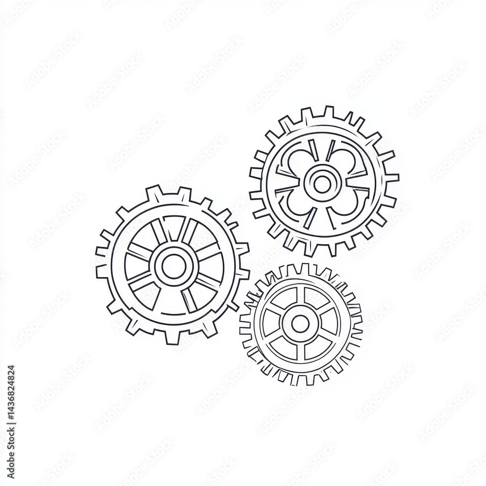 Poster illustration of three interlocking gears exemplifying teamwork and engineering innovation.