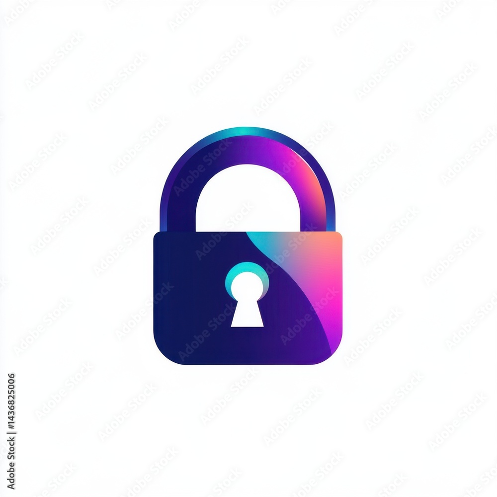 Aufkleber colorful digital lock icon representing security and privacy in technology