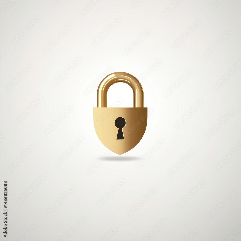 Poster a shiny gold padlock on a soft gradient background, symbolizing security and protection.