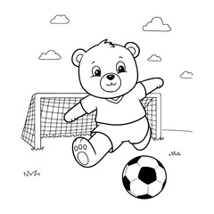 teddy bear with a ball. cartoon. illustration. coloring pages for kids