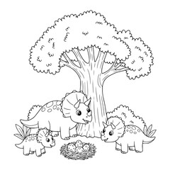 coloring book of dinosaurs. illustration cartoon for kids