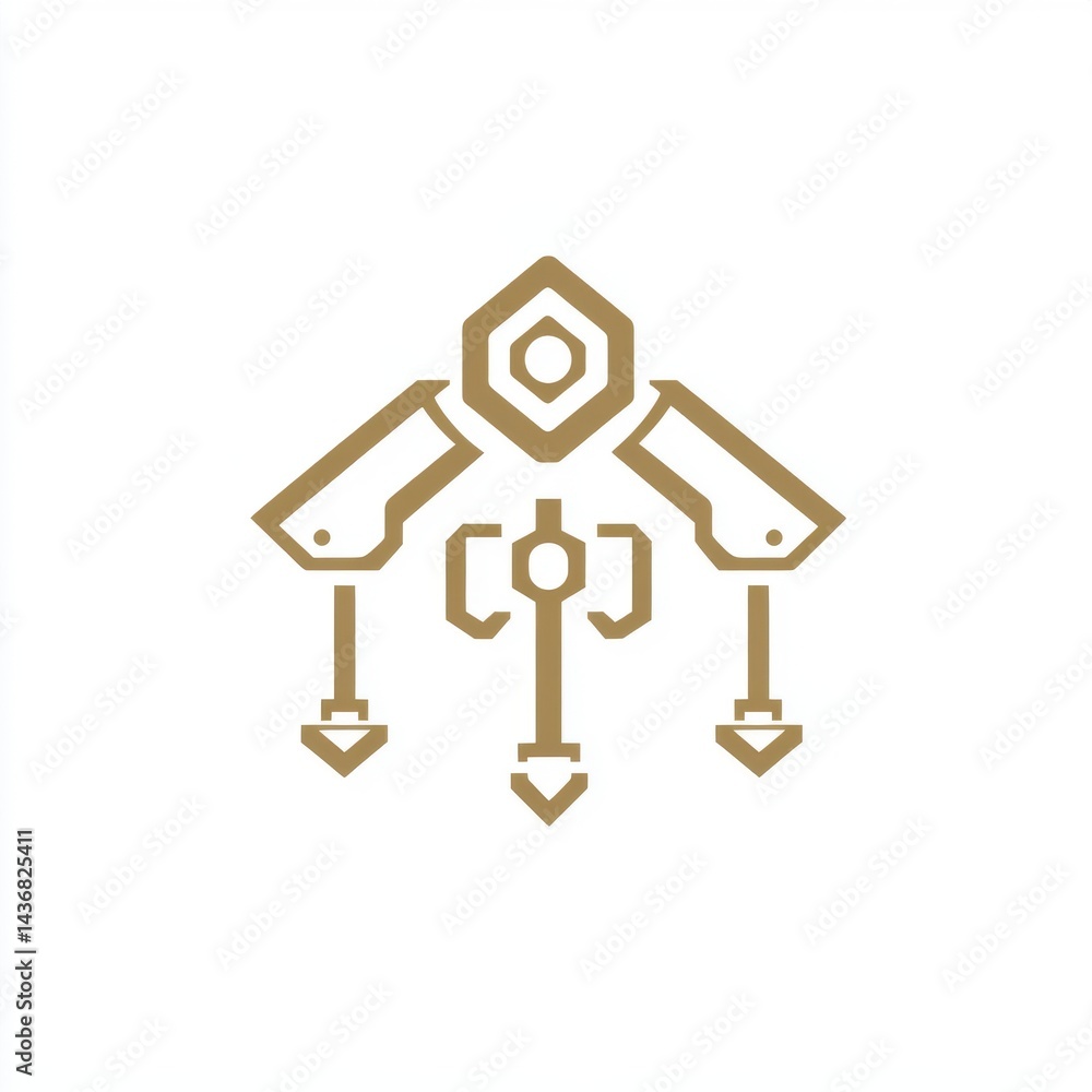 Aufkleber an abstract design of a robotic arm with intricate details, symbolizing technology and innovation.