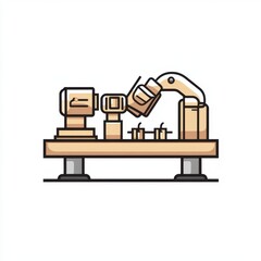 Illustration of a robotic arm in a modern manufacturing setup.