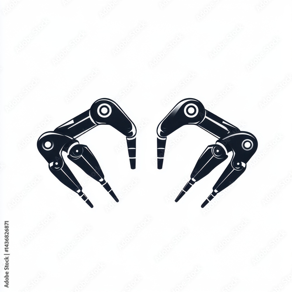 Aufkleber futuristic robotic hands poised for action, showcasing advanced design and functionality.