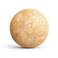 Fototapeta premium Mercury, the smallest planet in our solar system, shines bright against a clean white background, showcasing its unique features.