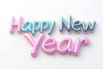 Vibrant Happy New Year text design in colorful hues for festive celebration and seasonal greetings