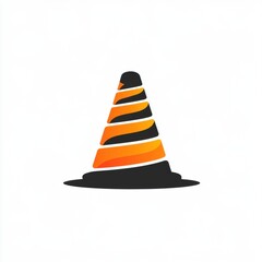 A vibrant orange and black traffic cone, symbolizing construction and caution.