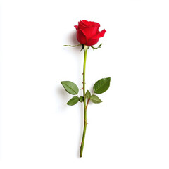 A stunning red rose flower with soft petals, beautifully isolated on a white background, perfect for any design project.