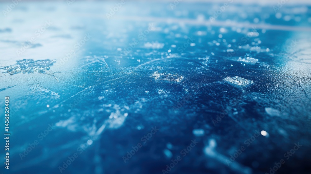 Aufkleber close-up of shimmering blue ice with crystal formations and textured surface, creating a serene wint