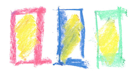 Fototapeta premium grunge hand draw chalk, scribble colorful squares, isolated on white, clipping path 