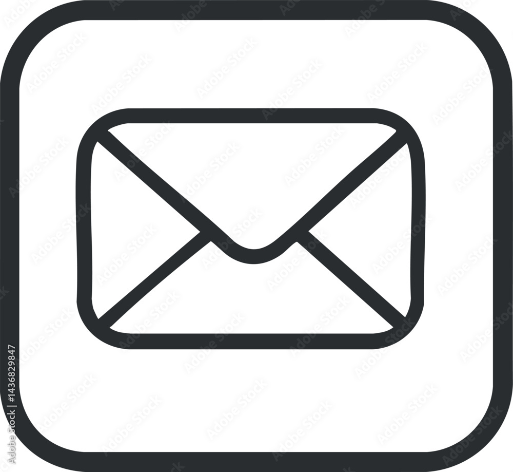 Poster simple black outline icon of an envelope representing email or message communication symbol