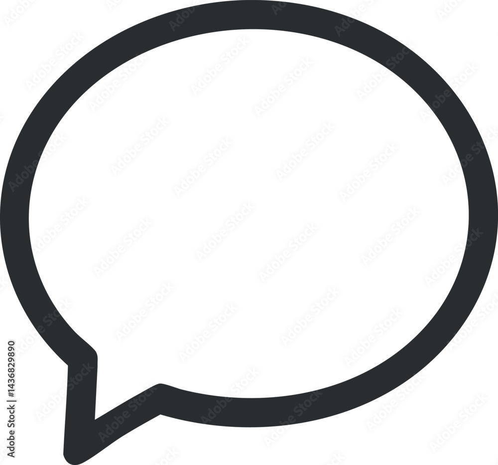 Poster simple black outline speech bubble icon with empty white space for text or messages