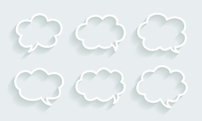 Vector Cloud Outline Bubble Message Collection. Cloud Outline Speech Bubble Set