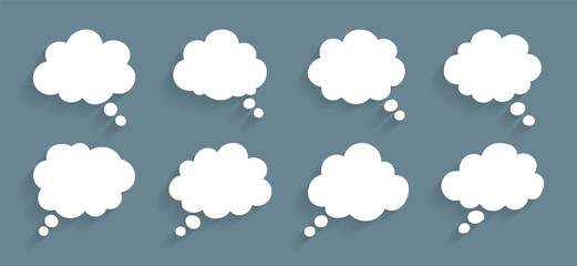 Vector Cloud Bubble Message Collection. Cloud Speech Bubble Set