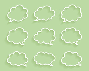 Vector Cloud Outline Bubble Message Collection. Cloud Outline Speech Bubble Set