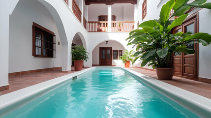 Luxurious Moroccan Courtyard with Sparkling Pool