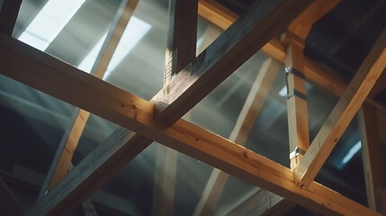 Wooden Beams and Structural Supports in a Building