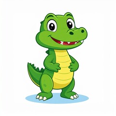 Fototapeta premium Cute Crocodile Mascot – Adorable Cartoon Croc Character for Kids, Branding, and Merchandise, isolated white background